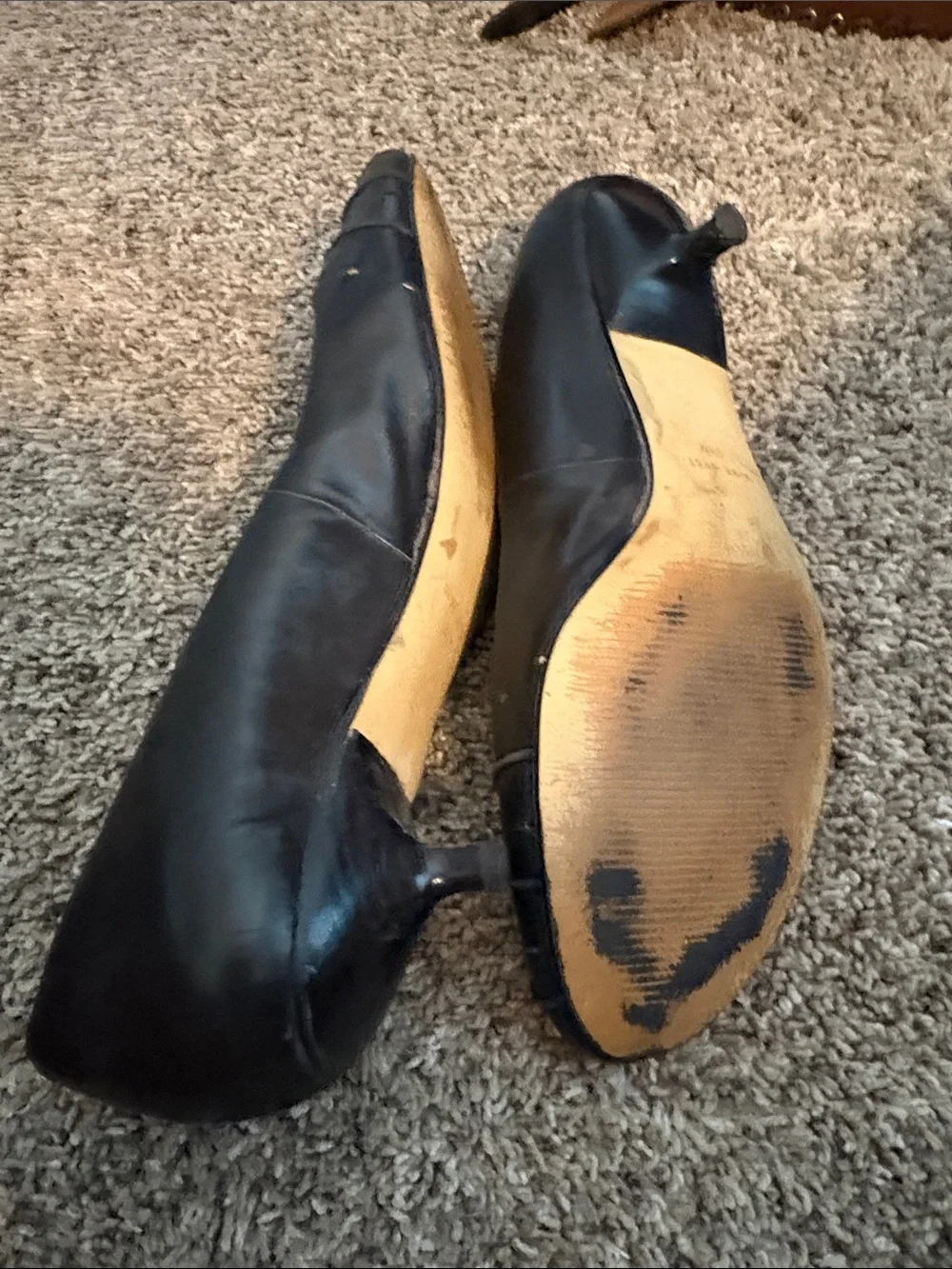 Nine West Black Leather Cutout Ballet Flats with Silver Buckle